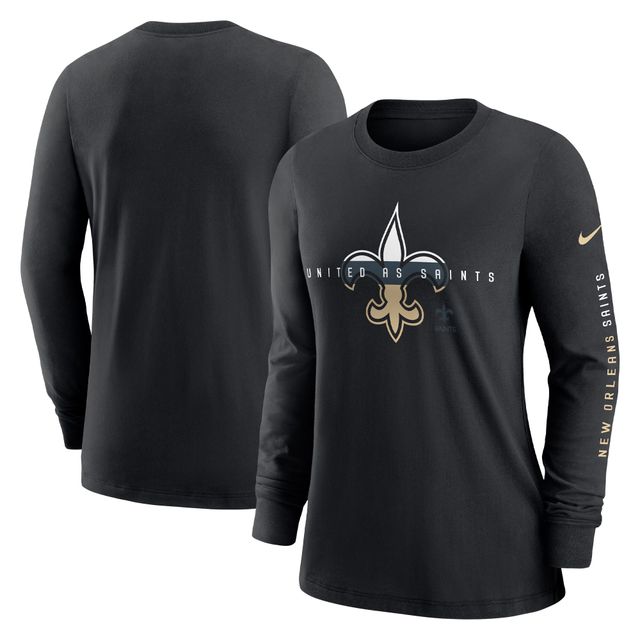 T-shirt à manches longues Nike New Orleans Saints Prime Split pour femme, noir
