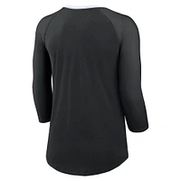 Women's Nike Black New Orleans Saints Raglan 3/4 Sleeve T-Shirt