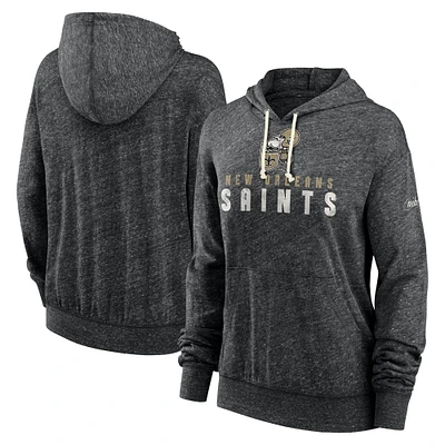 Sweat à capuche léger Nike New Orleans Saints Rewind Gym Vintage pour femme, noir