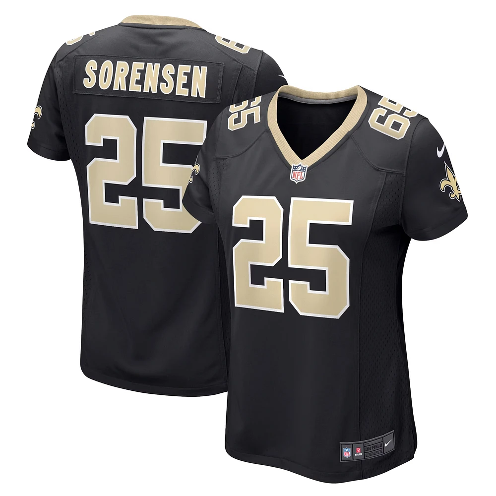Maillot de match joueur Nike Daniel Sorensen pour femmes, noir, New Orleans Saints
