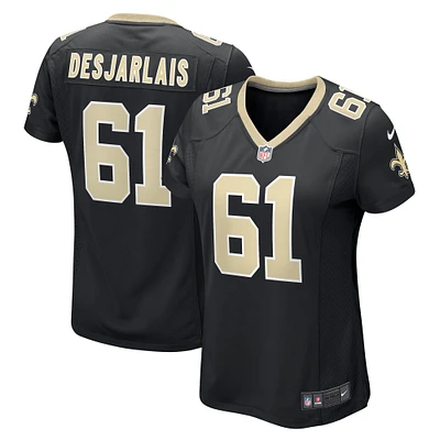 Maillot Nike Drew Desjarlais pour femme, noir, joueur de jeu des Saints la Nouvelle-Orléans