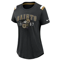 Women's Nike Heather Black New Orleans Saints Playback Athlete Historic Fashion T-Shirt