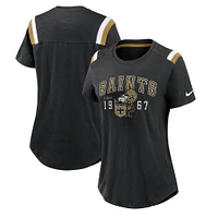 Women's Nike Heather Black New Orleans Saints Playback Athlete Historic Fashion T-Shirt