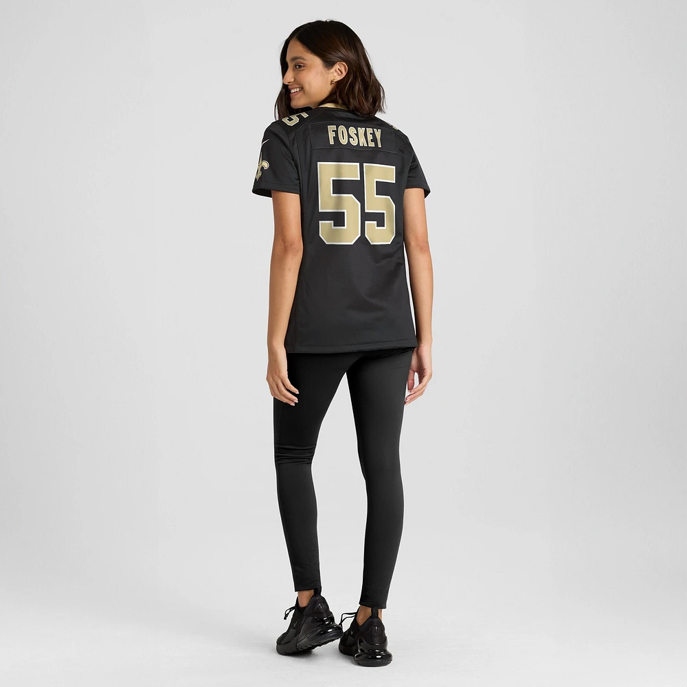 Maillot de jeu d'équipe Nike Isaiah Foskey pour femme, noir, New Orleans Saints