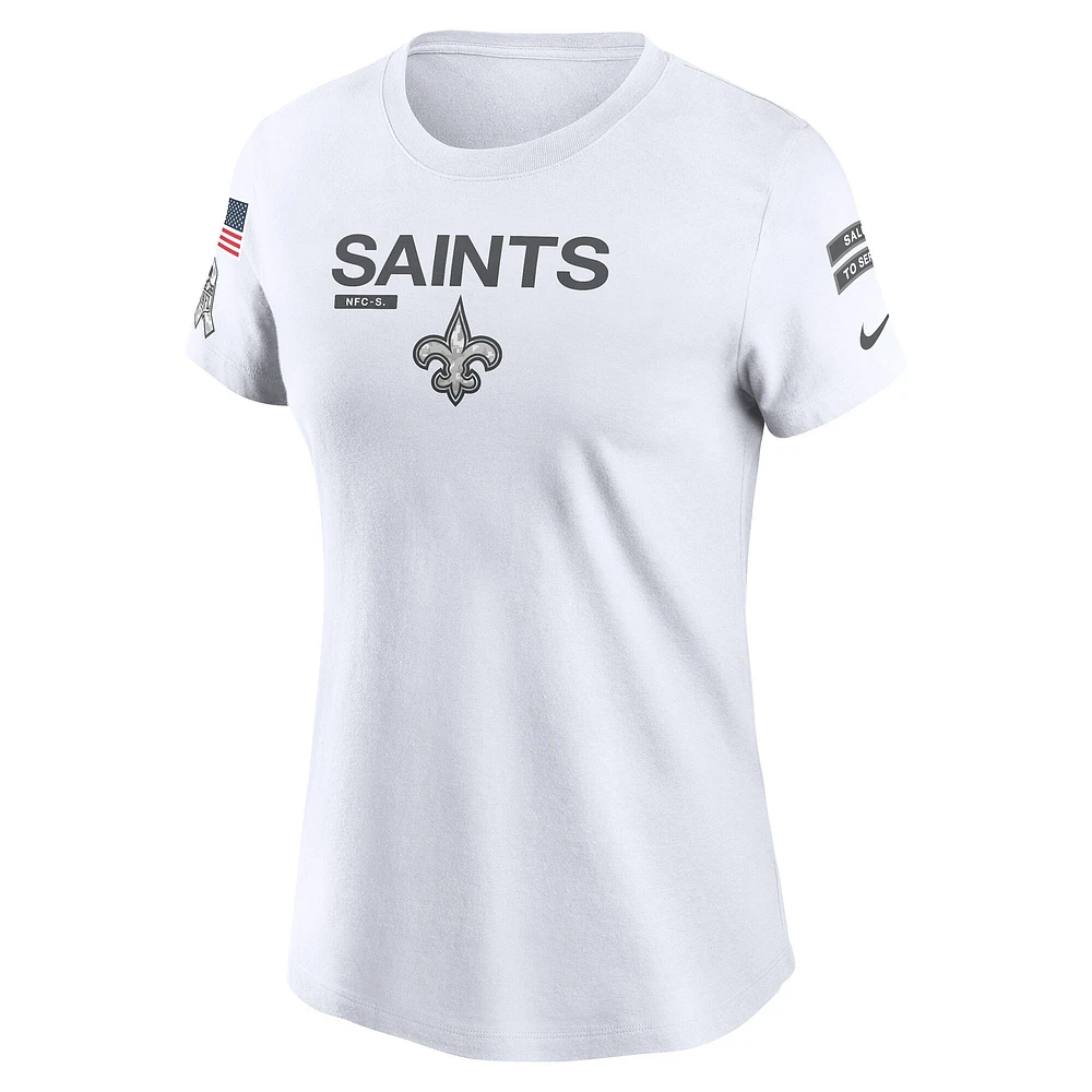 Women's Nike White New Orleans Saints 2024 Salute To Service Legend Performance T-Shirt