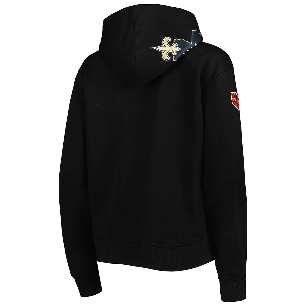 Women's Pro Standard Black New Orleans Saints Local Patch Pullover Hoodie