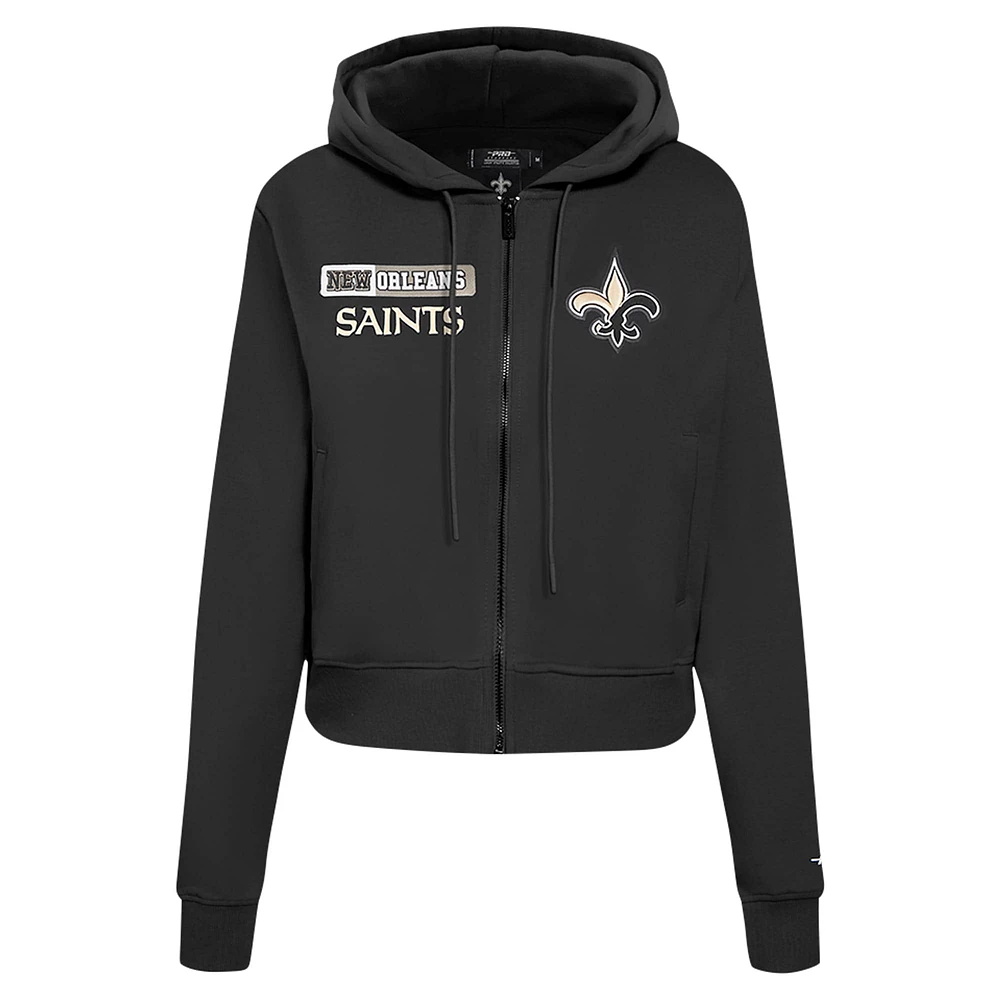 Women's Pro Standard Black New Orleans Saints Split Logo Full-Zip Hoodie