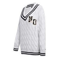 Women's Pro Standard  White New Orleans Saints Prep V-Neck Pullover Sweater