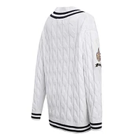 Women's Pro Standard  White New Orleans Saints Prep V-Neck Pullover Sweater