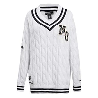 Women's Pro Standard  White New Orleans Saints Prep V-Neck Pullover Sweater
