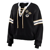 Sweat-shirt à lacets noir New Orleans Saints pour femme WEAR by Erin Andrews