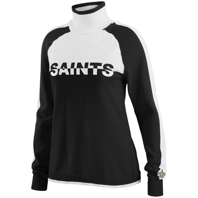 Pull WEAR by Erin Andrews noir New Orleans Saints Ski Raglan pour femmes