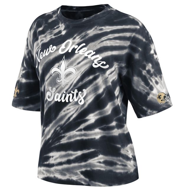 T-shirt noir tie-dye WEAR by Erin Andrews pour femmes des Saints de la Nouvelle-Orléans