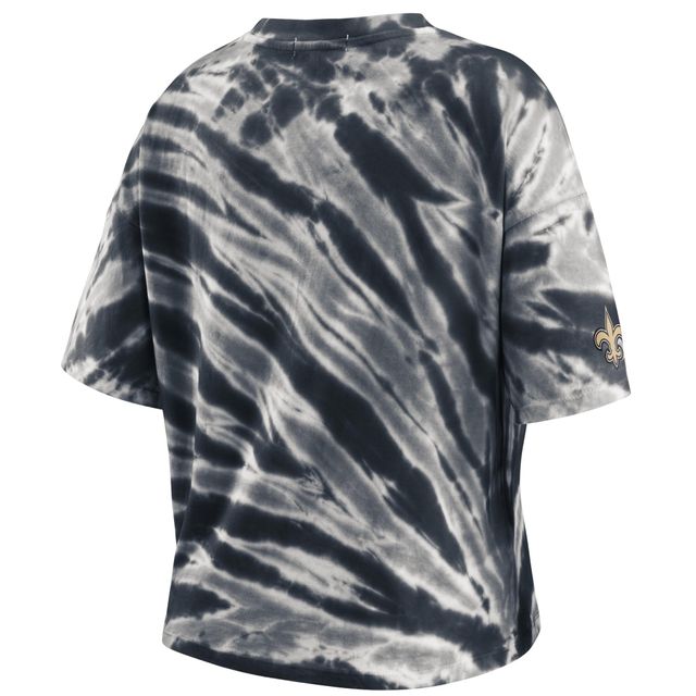 T-shirt noir tie-dye WEAR by Erin Andrews pour femmes des Saints de la Nouvelle-Orléans