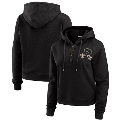 Sweat à capuche gaufré noir New Orleans Saints pour femme WEAR by Erin Andrews