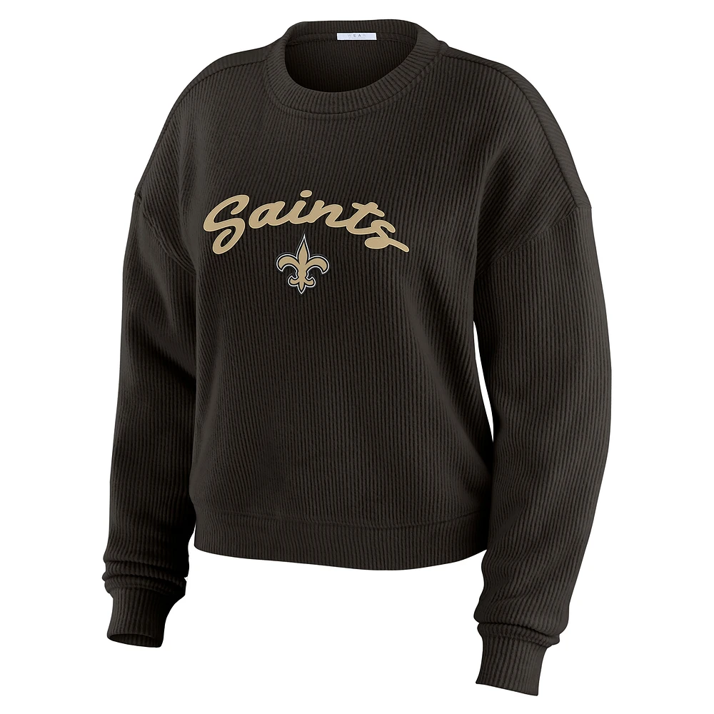 Women's WEAR by Erin Andrews  Cream New Orleans Saints Knitted Tri-Blend Long Sleeve T-Shirt & Pants Lounge Set