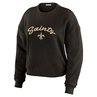 Women's WEAR by Erin Andrews  Cream New Orleans Saints Knitted Tri-Blend Long Sleeve T-Shirt & Pants Lounge Set