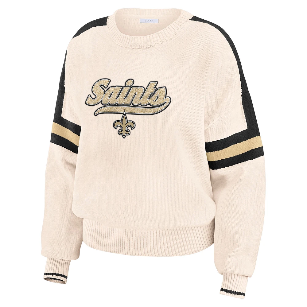 Pull rayé crème New Orleans Saints pour femme WEAR by Erin Andrews