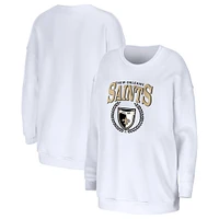 Women's WEAR by Erin Andrews White New Orleans Saints Oversized Pullover Sweatshirt
