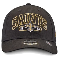 Youth New Era Black New Orleans Saints Outline 9FORTY Adjustable Hat