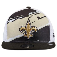 Youth New Era Black New Orleans Saints Tear 9FIFTY Trucker Snapback Hat