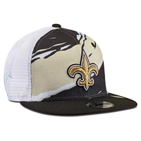 Youth New Era Black New Orleans Saints Tear 9FIFTY Trucker Snapback Hat