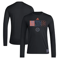 Men's adidas Black New York City FC 2024 Jersey Hook AEROREADY Long Sleeve T-Shirt