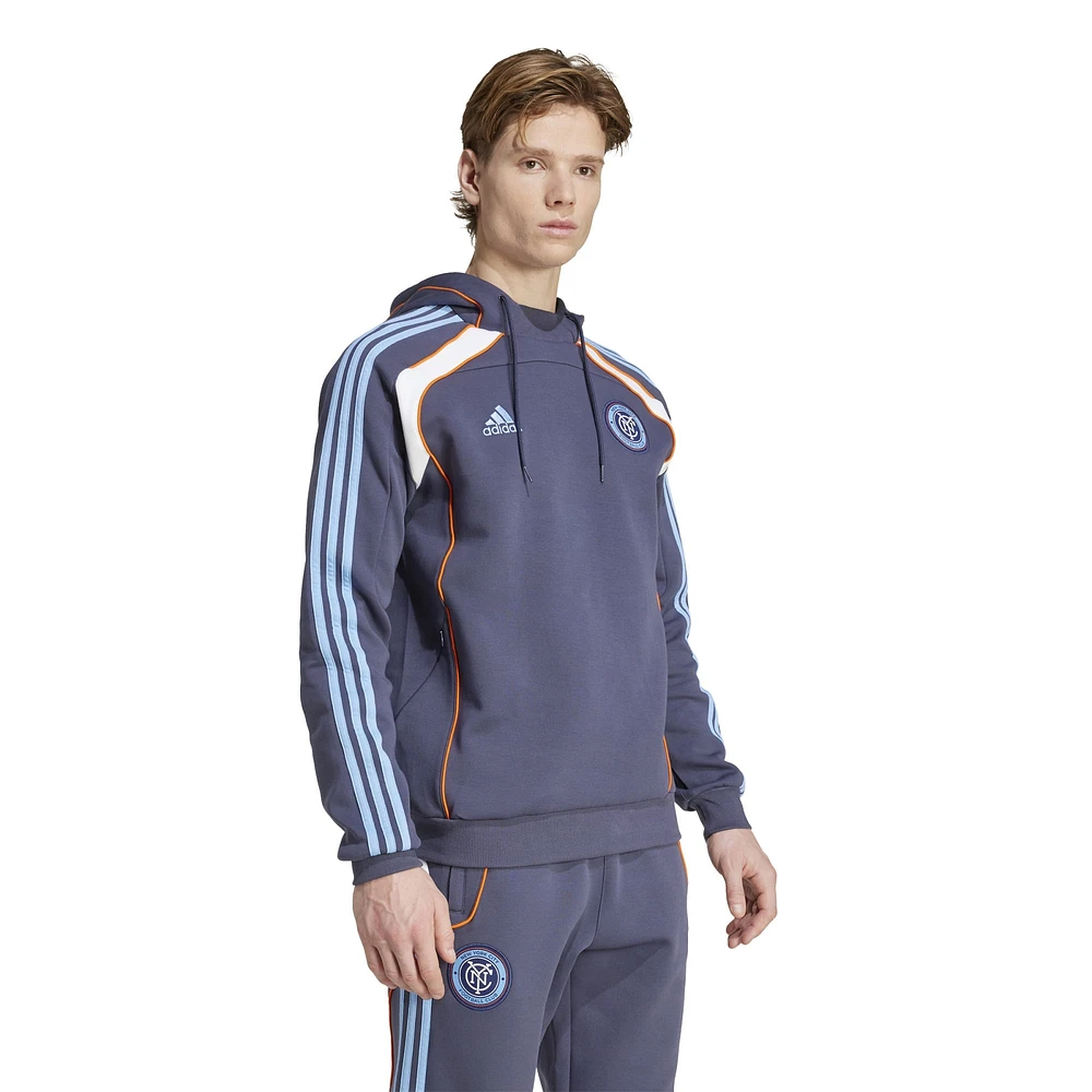 Men's adidas Navy New York City FC 2025 Travel Pullover Hoodie