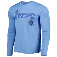 Men's adidas Sky Blue New York City FC Jersey Hook AEROREADY Long Sleeve T-Shirt