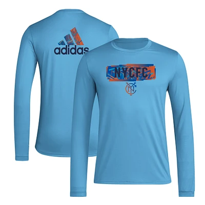 T-shirt à manches longues adidas New York City FC Local Pop AEROREADY bleu ciel pour hommes