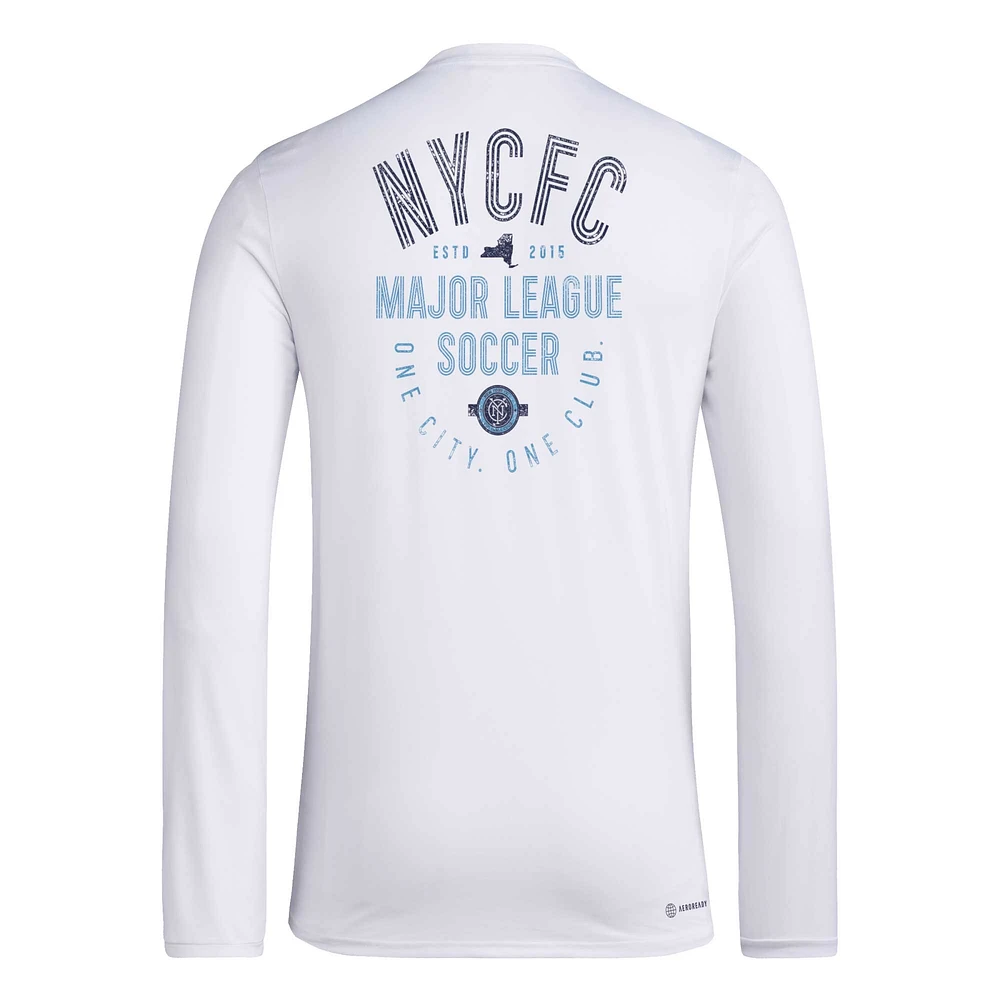 Men's adidas White New York City FC Local Stoic Long Sleeve T-Shirt