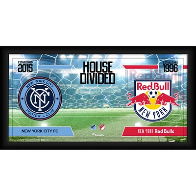 New York City FC vs. New York Red Bulls Framed 10" x 20" House Divided Collage