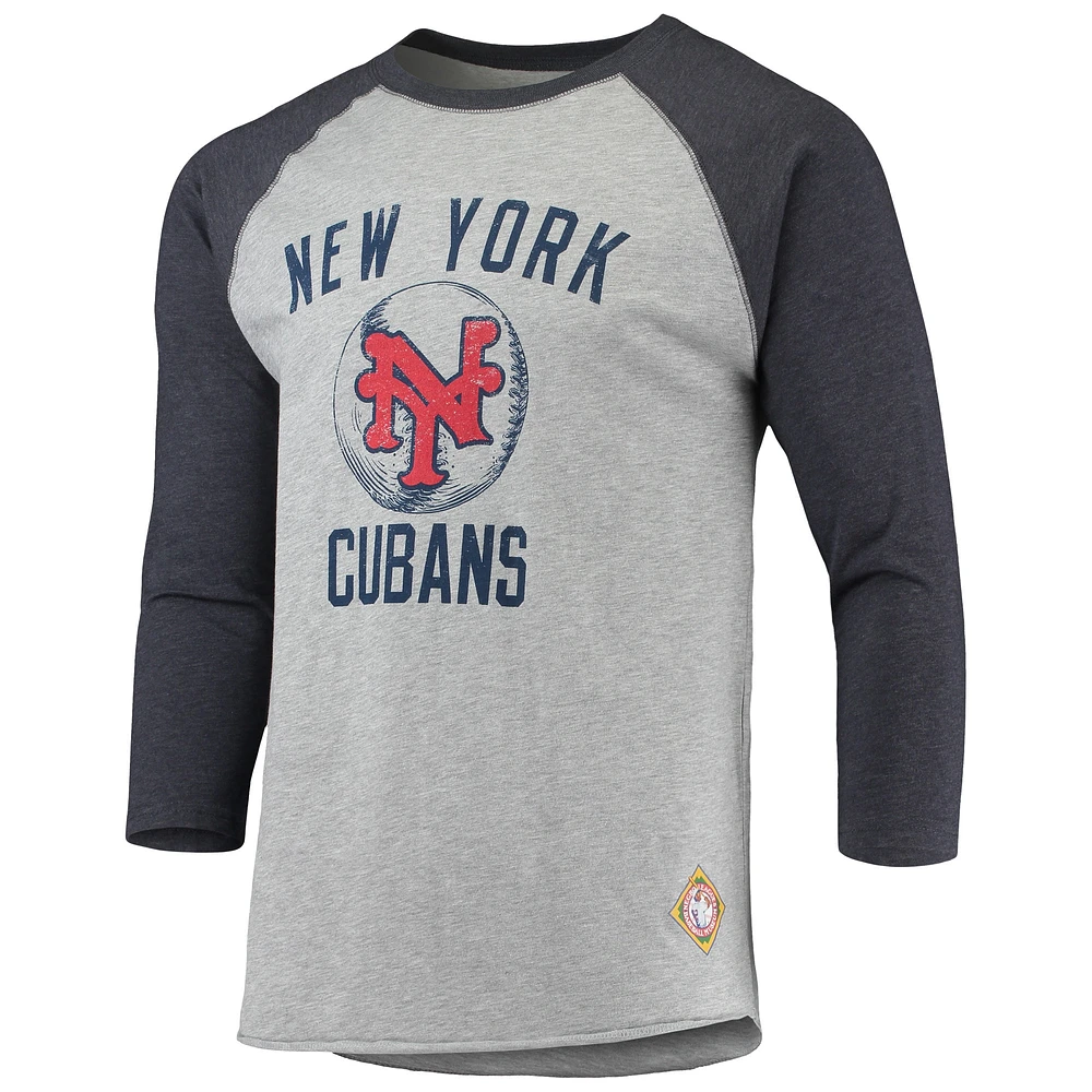 STI CUBANS HTHR MARINE MENS NEGRO LEAGUE MANCHES 3/4 RAGLAN SHRMENL-S