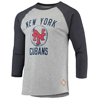 STI CUBANS HTHR MARINE MENS NEGRO LEAGUE MANCHES 3/4 RAGLAN SHRMENL-S