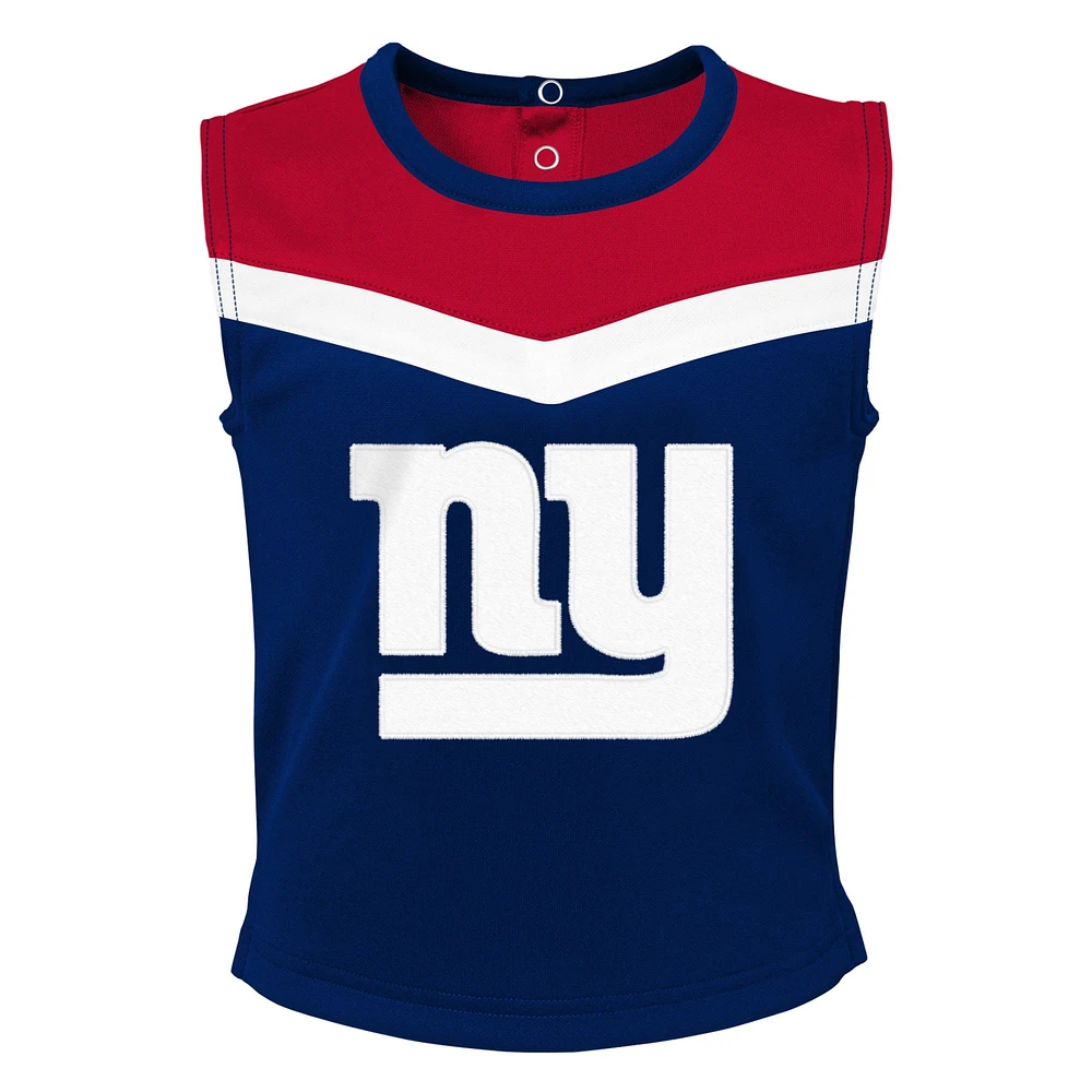 Girls Toddler Royal New York Giants Spirit Cheer Two-Piece Cheerleader Set with Bloomers