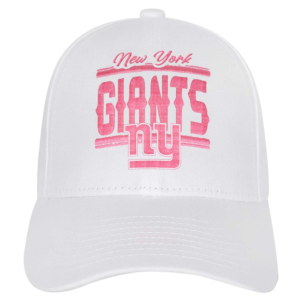 Girls Youth New York Giants All White Structured Adjustable Hat