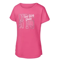 Girls Youth Pink New York Giants Signal Caller Dolman T-Shirt