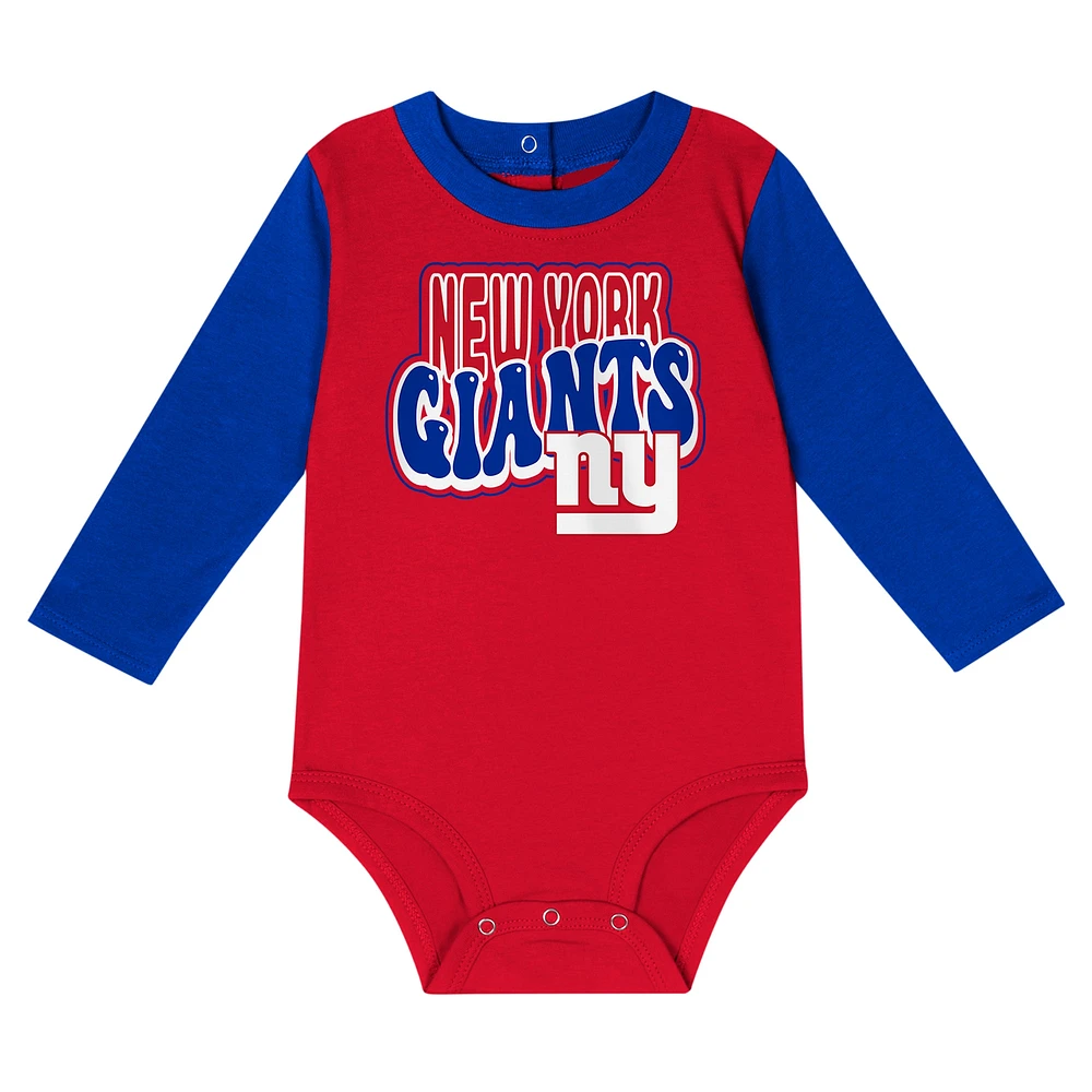 Ensemble body à manches longues et pantalon pour bébé Royal New York Giants Double Up