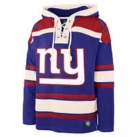 Men's '47 Royal New York Giants Big & Tall Superior Lacer Pullover Hoodie