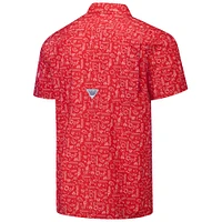 Men's Columbia PFG Red New York Giants Super Slack Tide Omni-Wick Button-Up Shirt