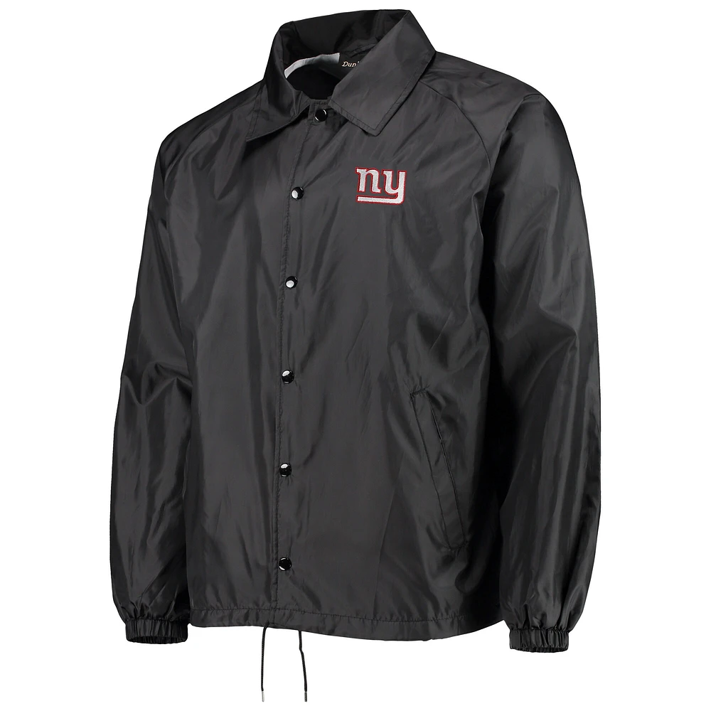 Men's Dunbrooke Black New York Giants Coaches Classic Raglan Full-Snap Windbreaker Jacket