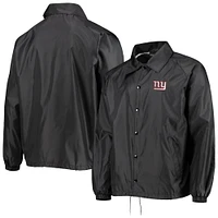 Men's Dunbrooke Black New York Giants Coaches Classic Raglan Full-Snap Windbreaker Jacket
