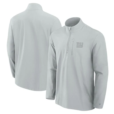 Men's Fanatics Gray New York Giants Front Office Micro Tonal Quarter-Zip Pullover