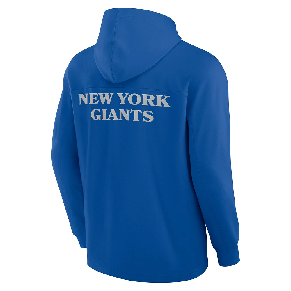 Men's Fanatics Royal New York Giants Elements Blaze Tri-Blend Long Sleeve Hoodie T-Shirt