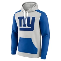 Men's Fanatics Silver/Royal New York Giants Big & Tall Team Fleece Pullover Hoodie
