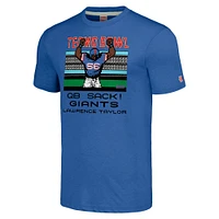 Men's Homage Lawrence Taylor Royal New York Giants Tecmo Bowl Retired Player Graphic Tri-Blend T-Shirt