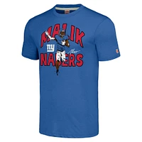 Men's Homage Malik Nabers Royal New York Giants Caricature Player Tri-Blend T-Shirt