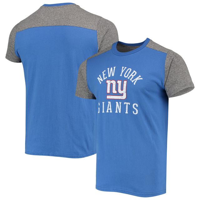Majestic Threads - T-shirt flammé de but terrain des Giants New York Royal/Gris pour homme