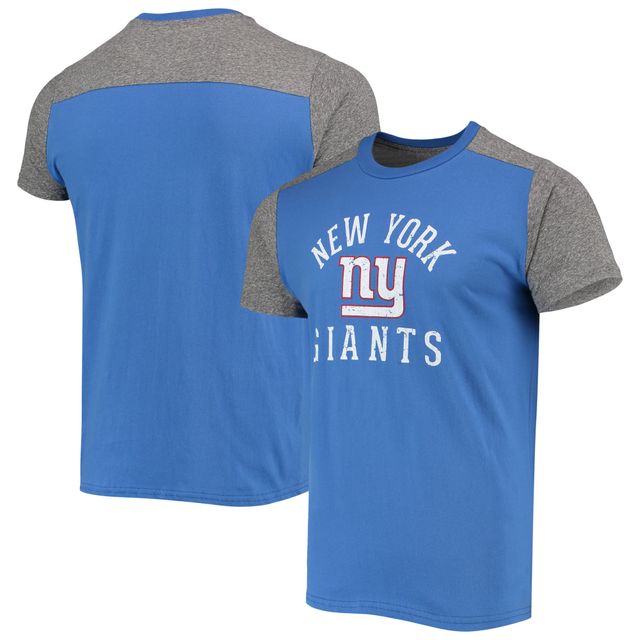 Majestic Threads - T-shirt flammé de but terrain des Giants New York Royal/Gris pour homme