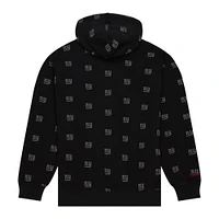 Men's Mitchell & Ness Black New York Giants Allover Print Fleece Pullover Hoodie